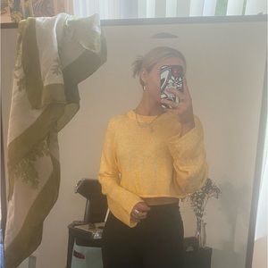 Divided yellow small crop sweater